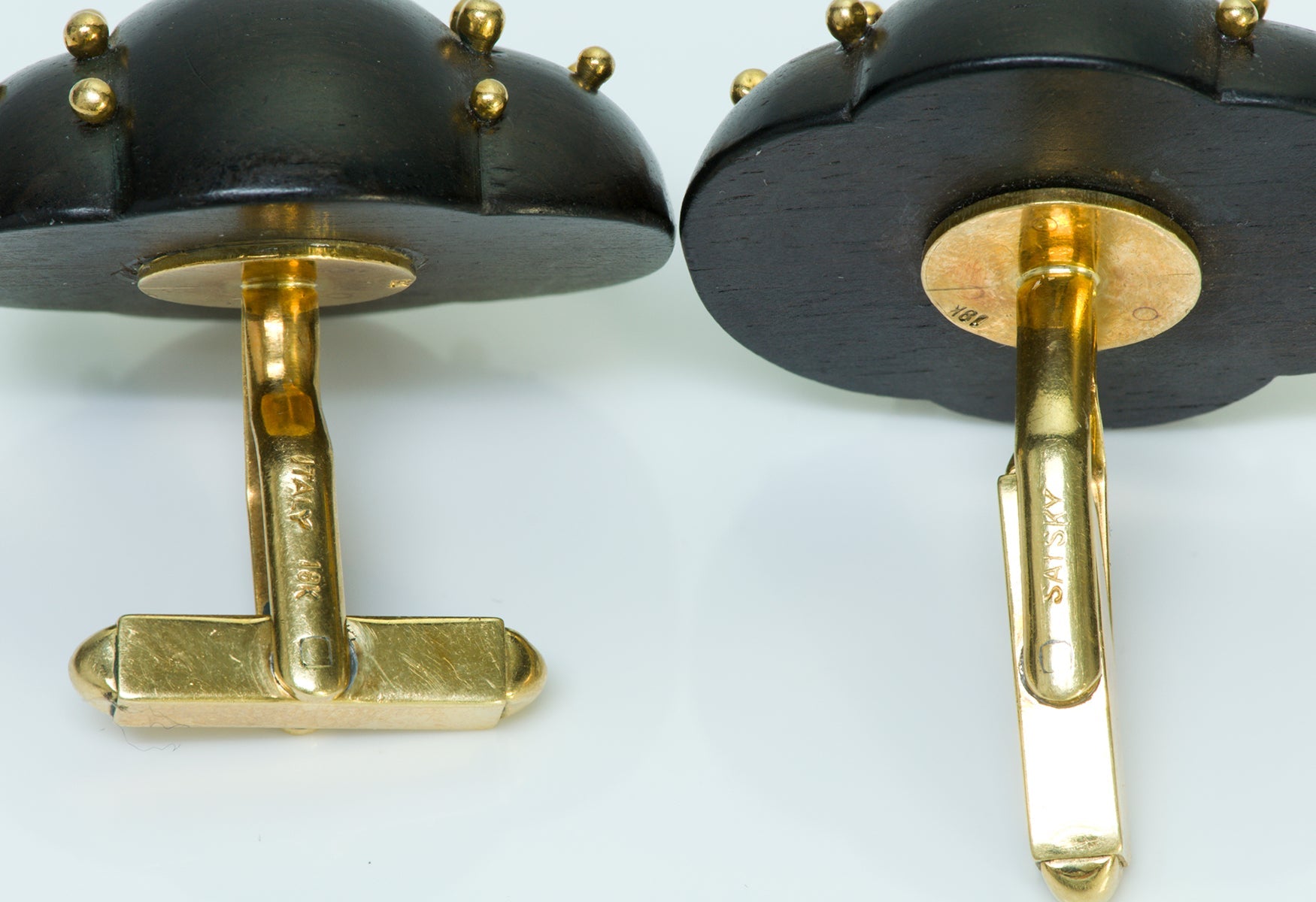 Satsky Diamond 18K Gold Wood Cufflinks