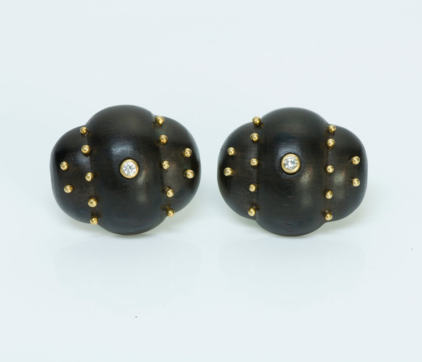 Satsky Diamond 18K Gold Wood Cufflinks