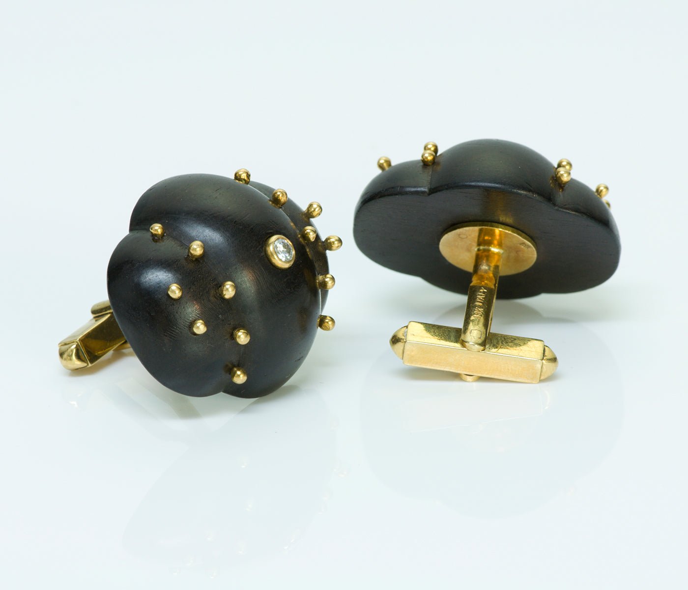 Satsky Diamond 18K Gold Wood Cufflinks