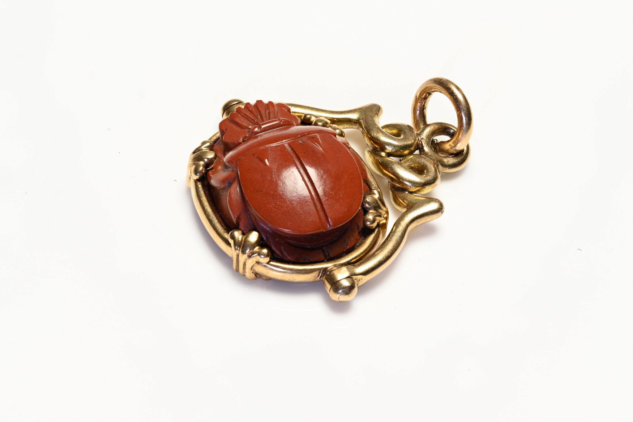 Antique Gold Jasper Scarab Fob