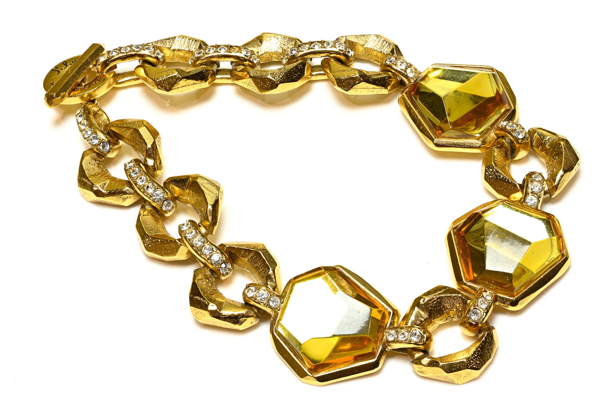 Vintage Jean-Louis Scherrer Paris Brown Crystal Link Necklace