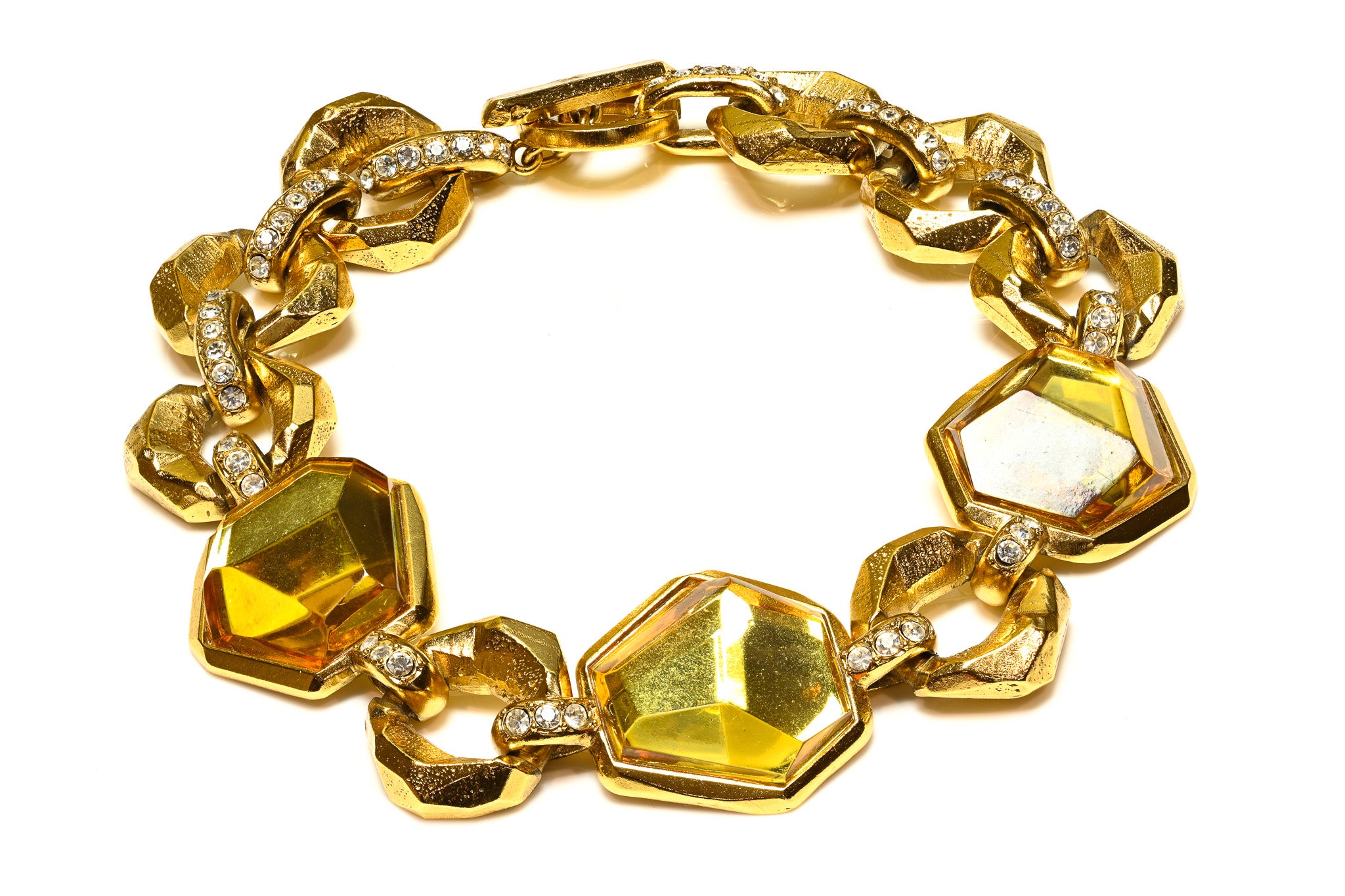 Vintage Jean-Louis Scherrer Paris Brown Crystal Link Necklace 1