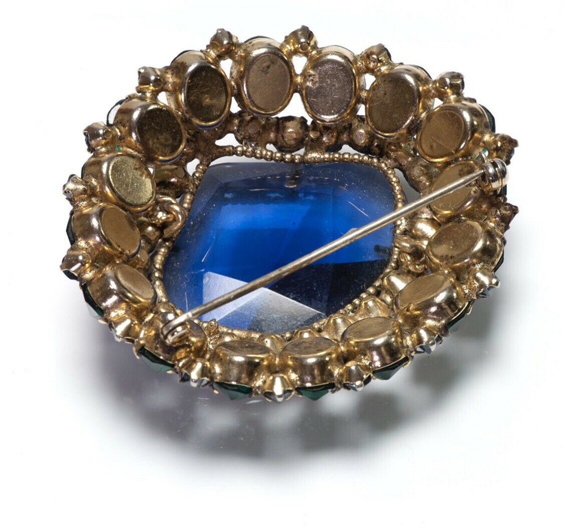 SCHREINER New York 1950’s Blue Green Crystal Brooch