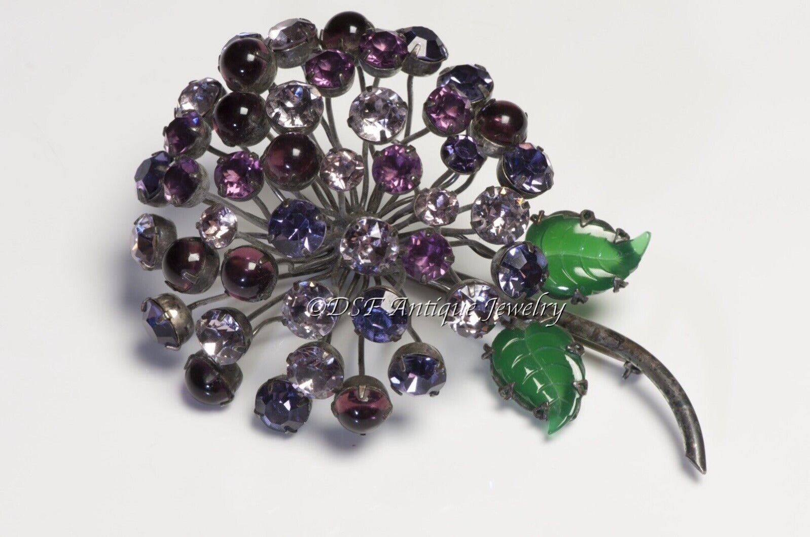 SCHREINER NY 1950’s Purple Crystal Flower Brooch