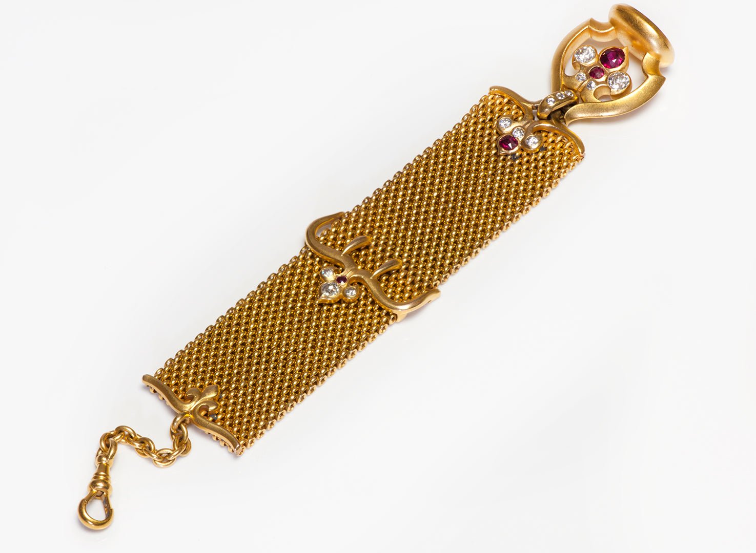 Schumann & Sons Ruby Diamond 18K Gold Antique Watch Fob