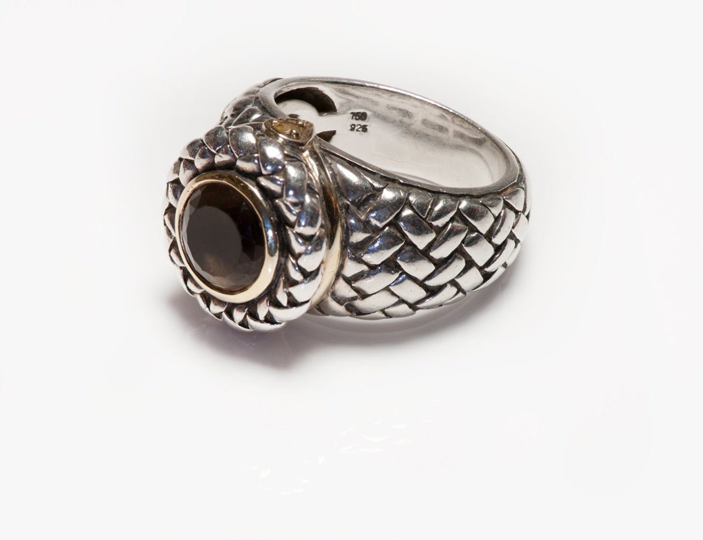 Scott Kay Sterling Silver 18K Gold Smoky Quartz Ring