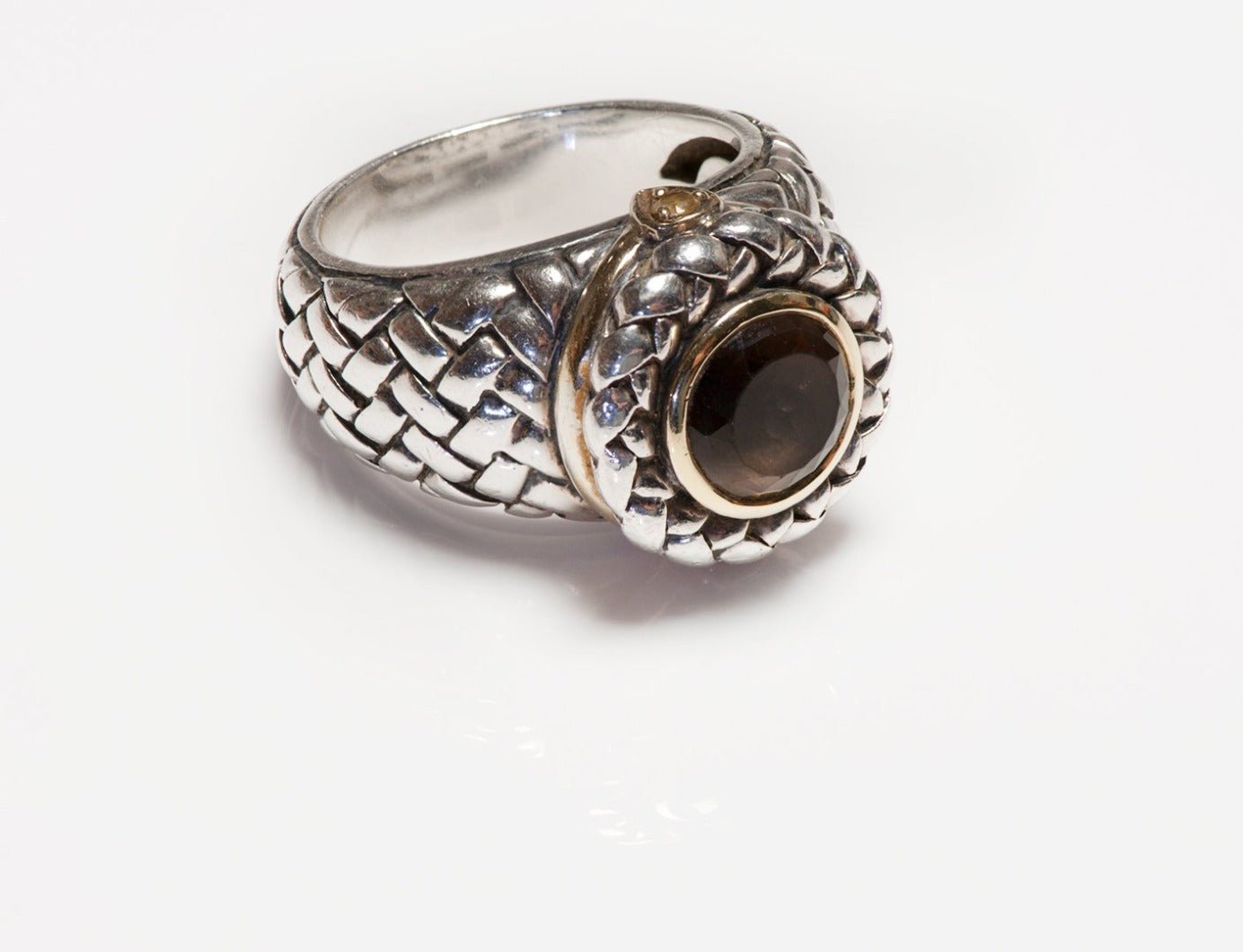 Scott Kay Sterling Silver 18K Gold Smoky Quartz Ring