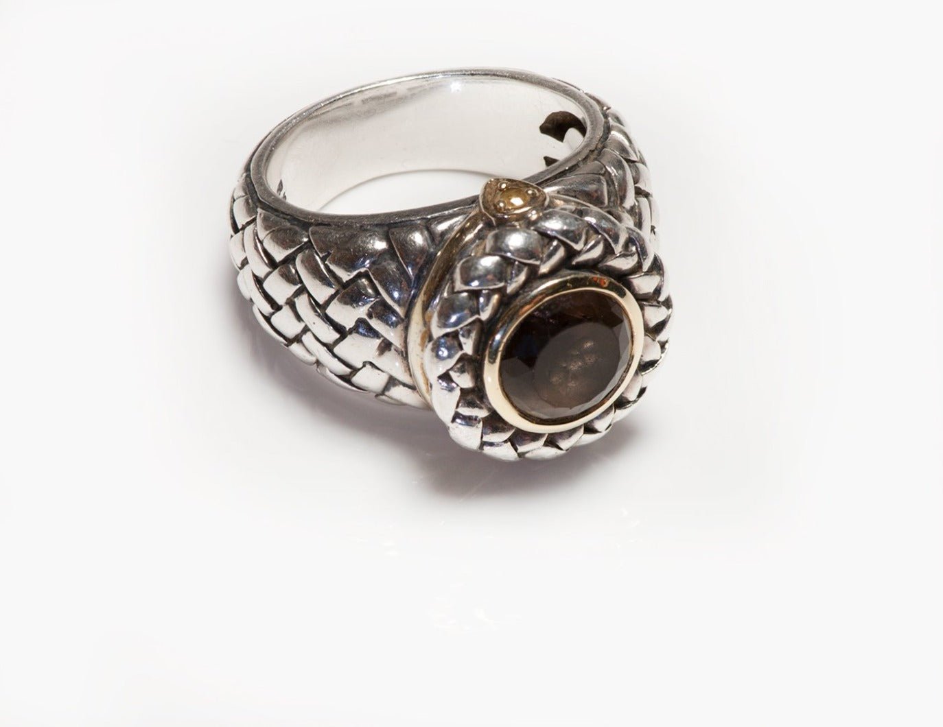 Scott Kay Sterling Silver 18K Gold Smoky Quartz Ring