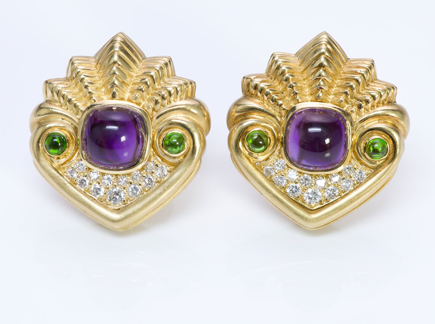 SeidenGang Amethyst 18K Gold Tsavorite Diamond Earrings