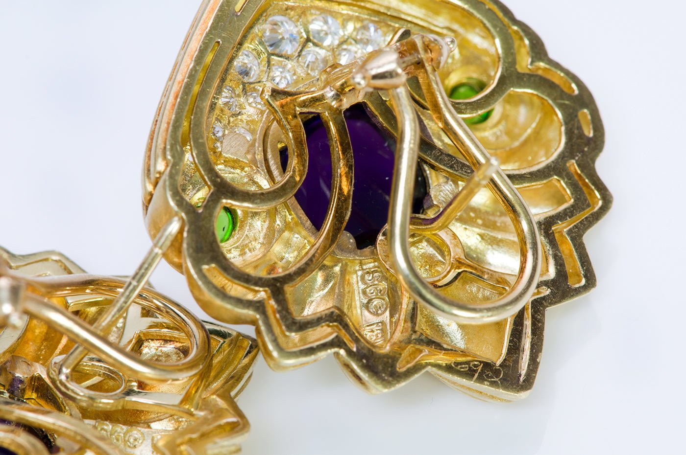 SeidenGang Amethyst 18K Gold Tsavorite Diamond Earrings