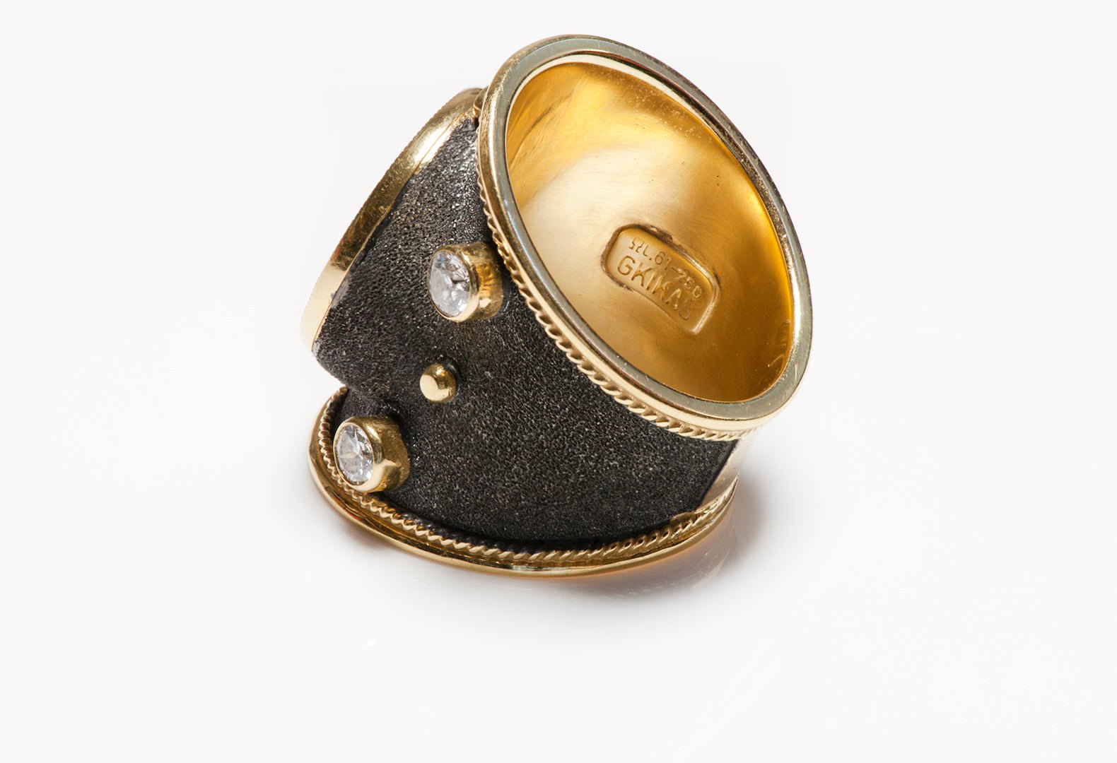 S.Georgios 18K Gold & Diamond Ring & Alexander the Great Coin Byzantine Style