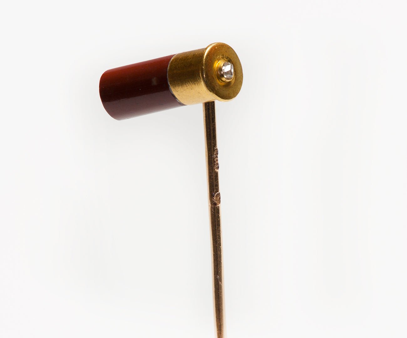 Shotgun Cartridge Gold Enamel Diamond Cufflinks Stick Pin