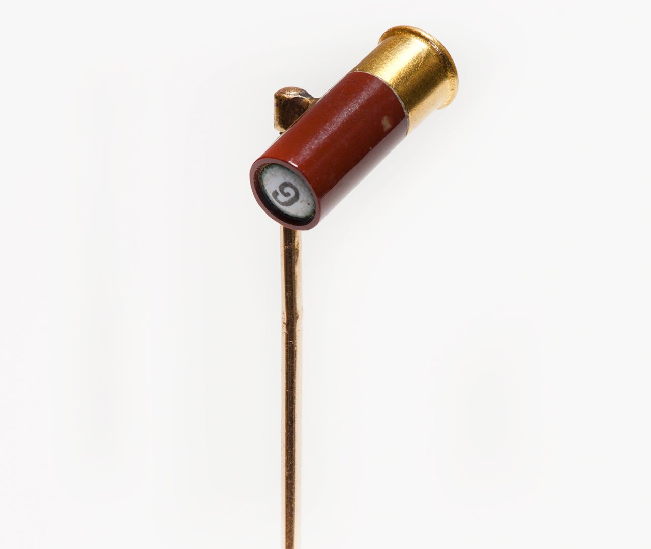Shotgun Cartridge Gold Enamel Diamond Cufflinks Stick Pin