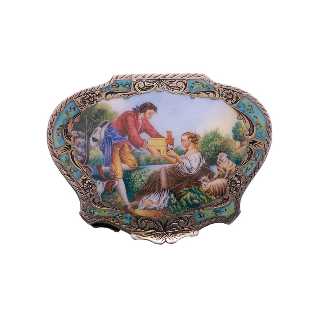 Silver Enamel Compact
