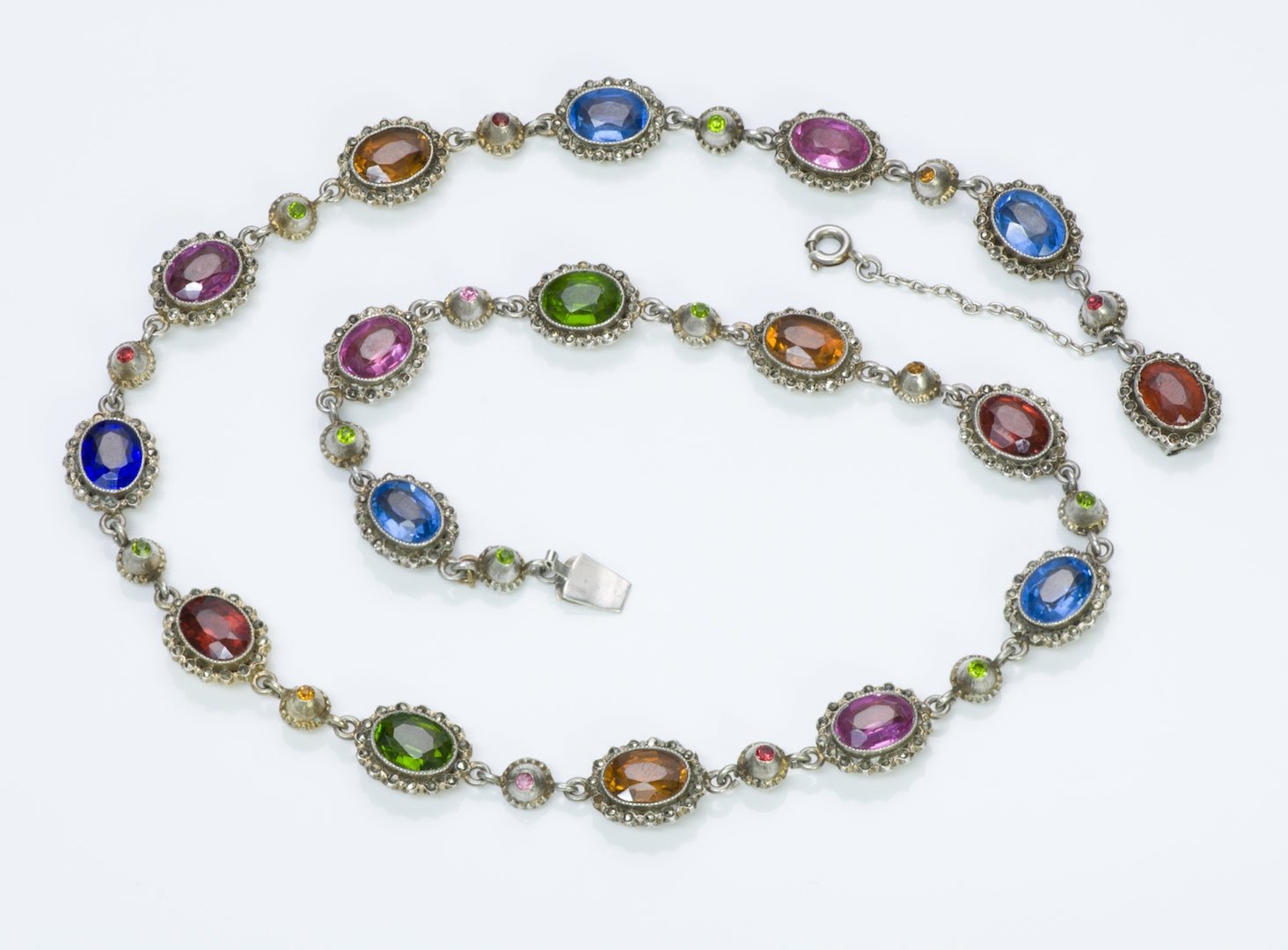 Silver Marcasite Crystal Necklace