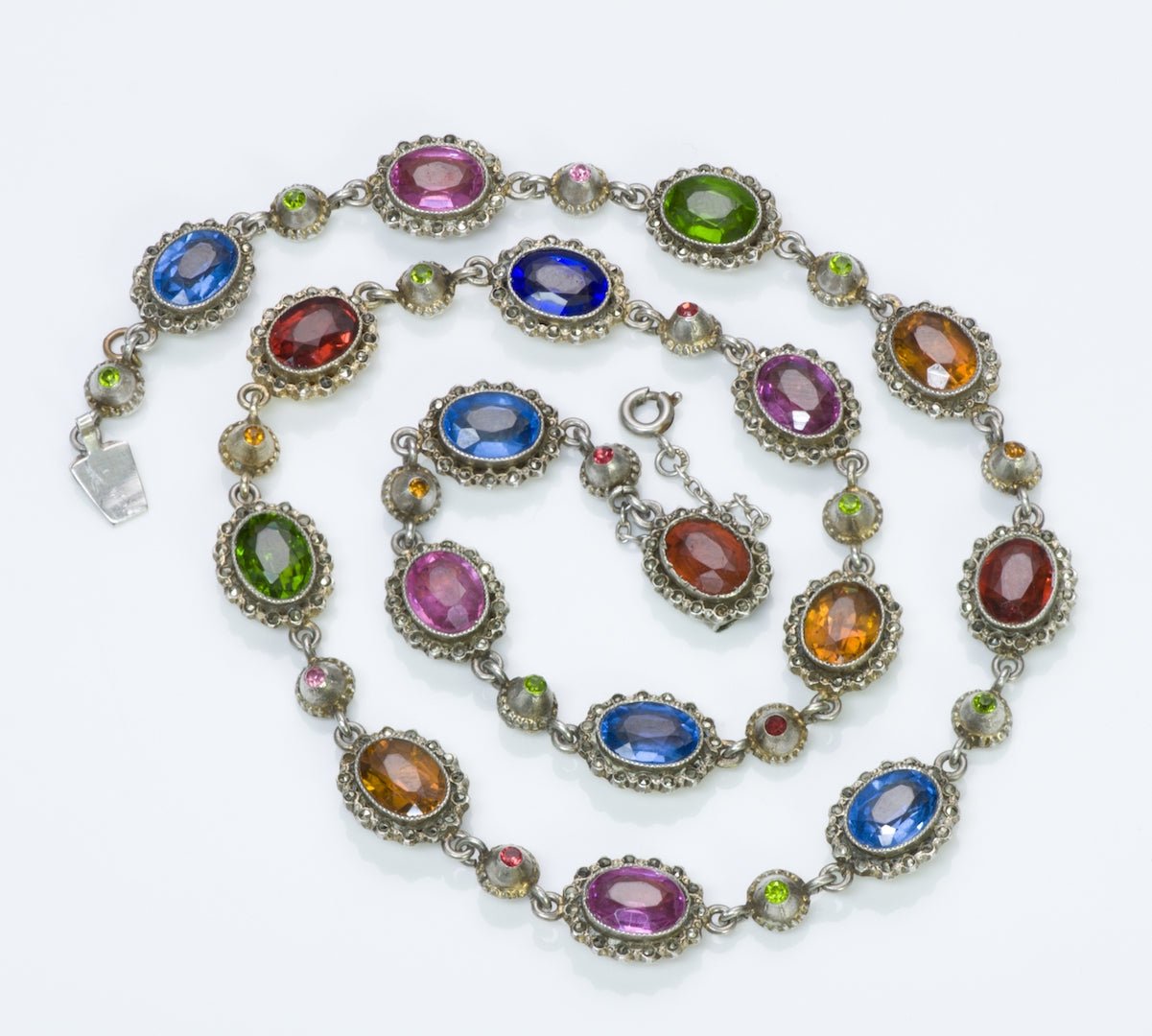 Silver Marcasite Crystal Necklace - Main Image