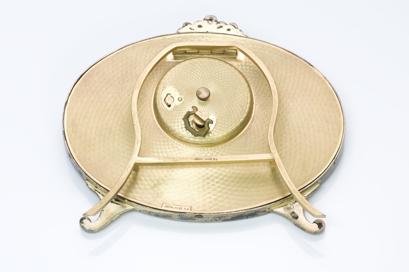 Silver Swiss Guilloché Enamel Desk Clock