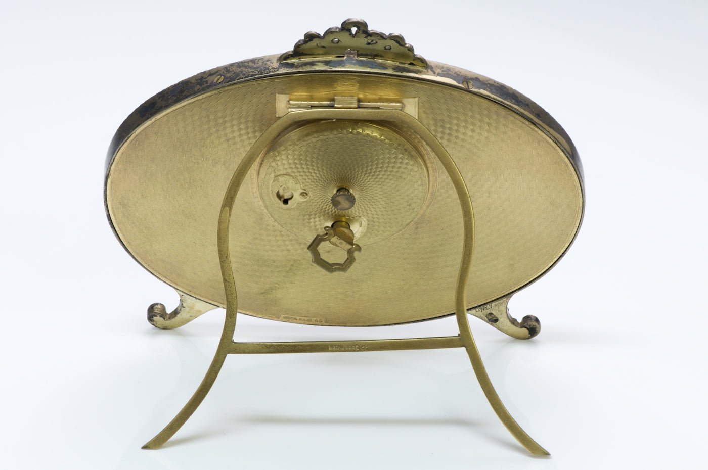 Silver Swiss Guilloché Enamel Desk Clock