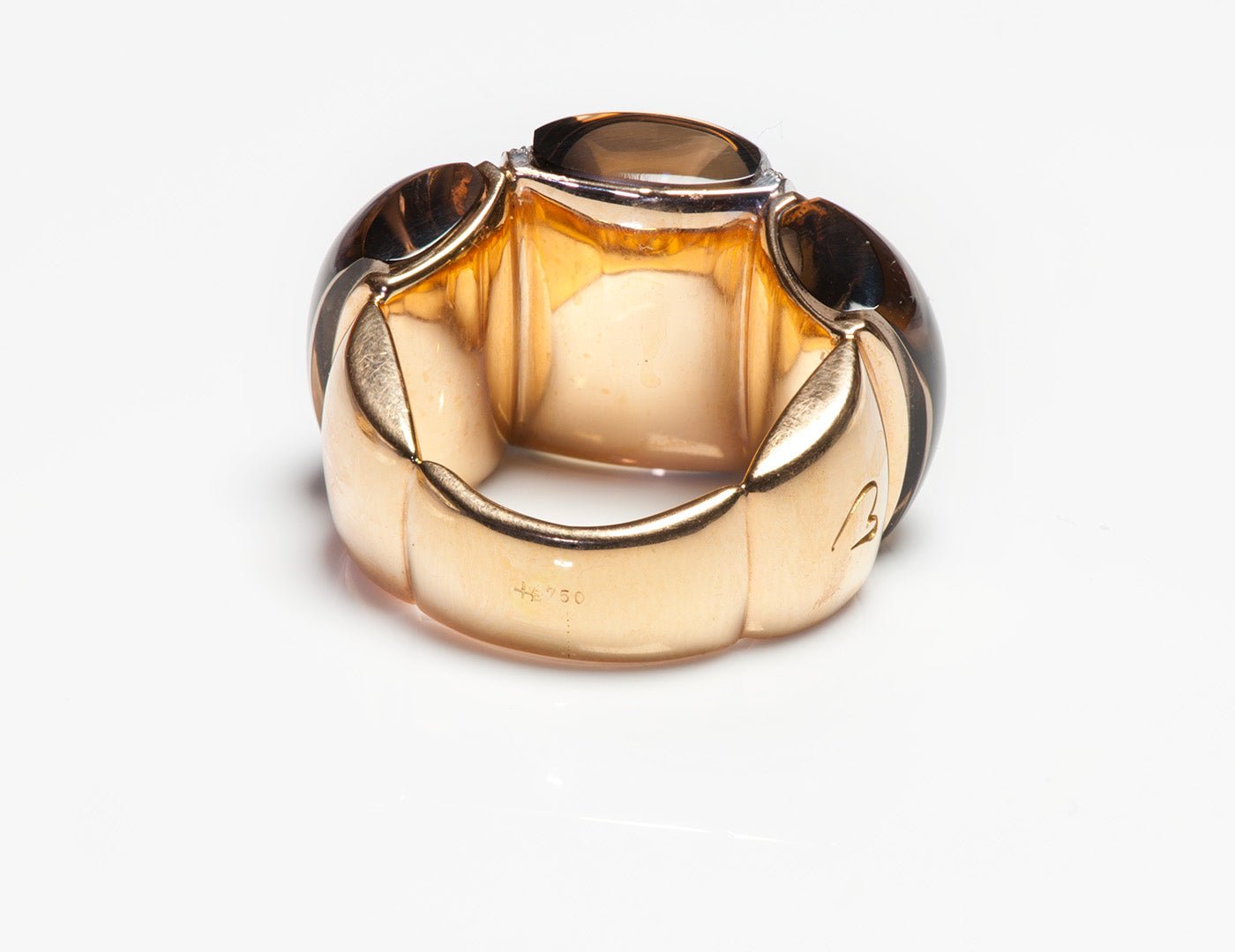 Smokey Quartz Diamond 18K Gold Ring