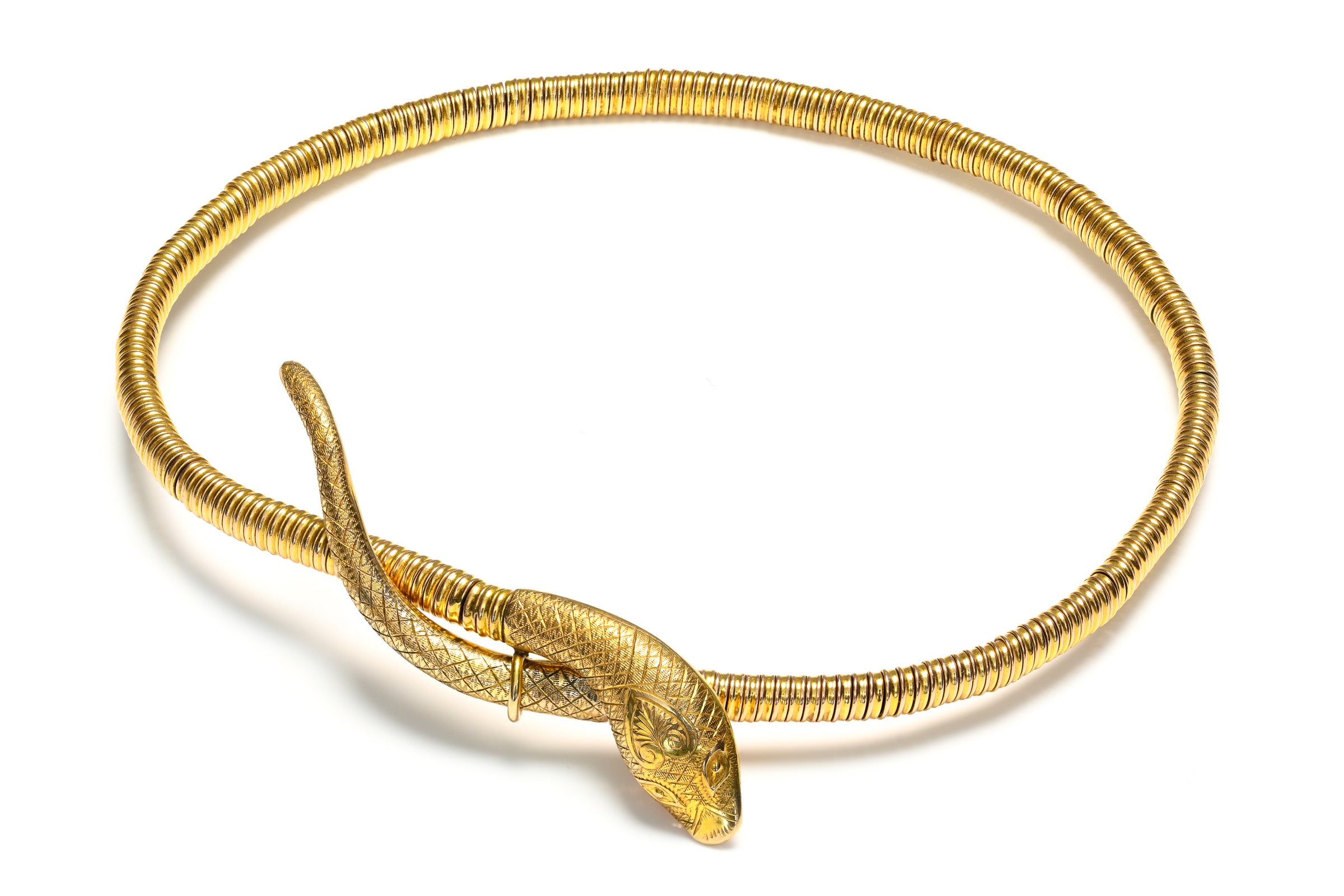 Antique Victorian 9K Yellow Gold Snake Choker Necklace