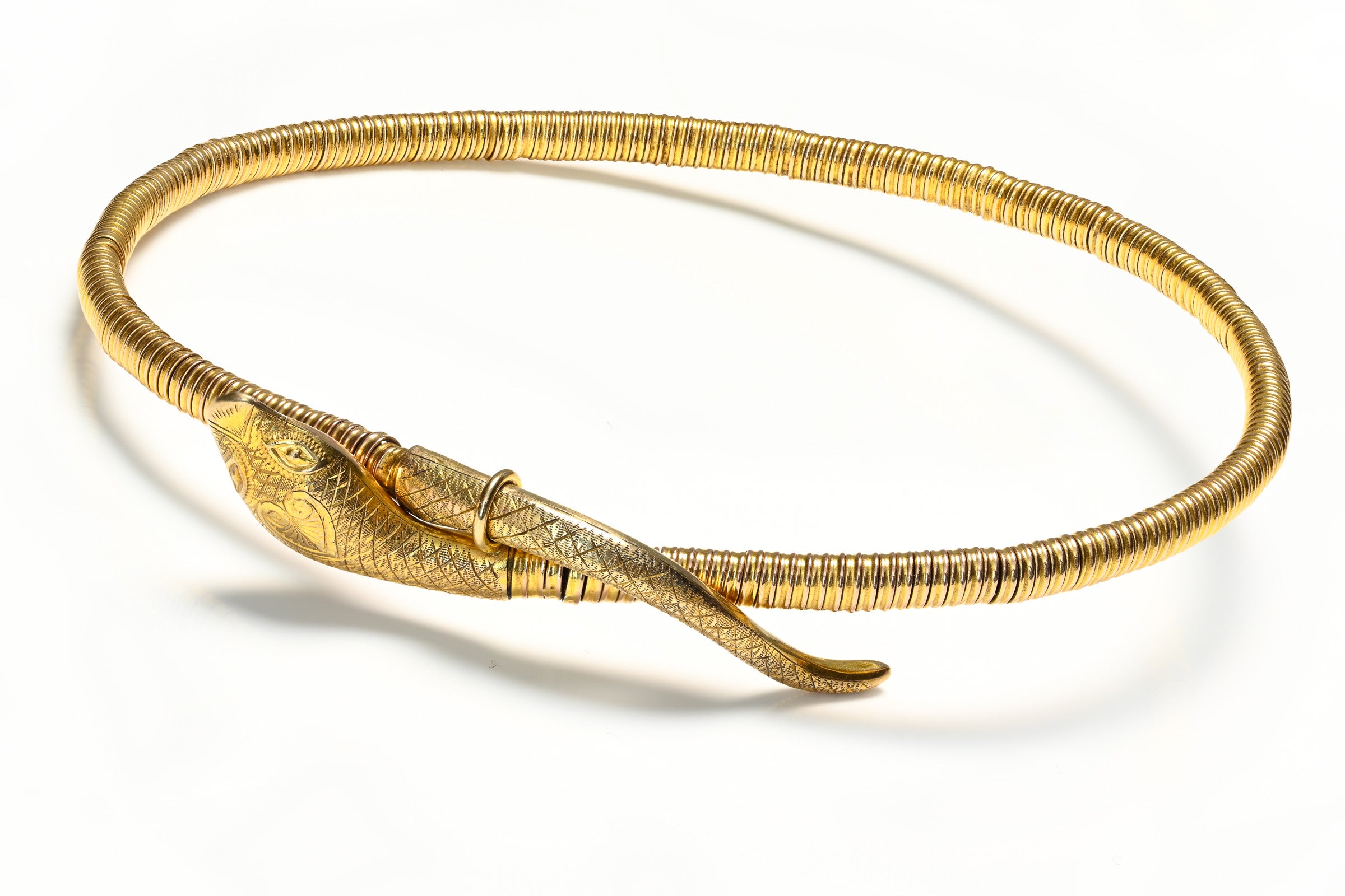 Antique Victorian 9K Yellow Gold Snake Choker Necklace 1