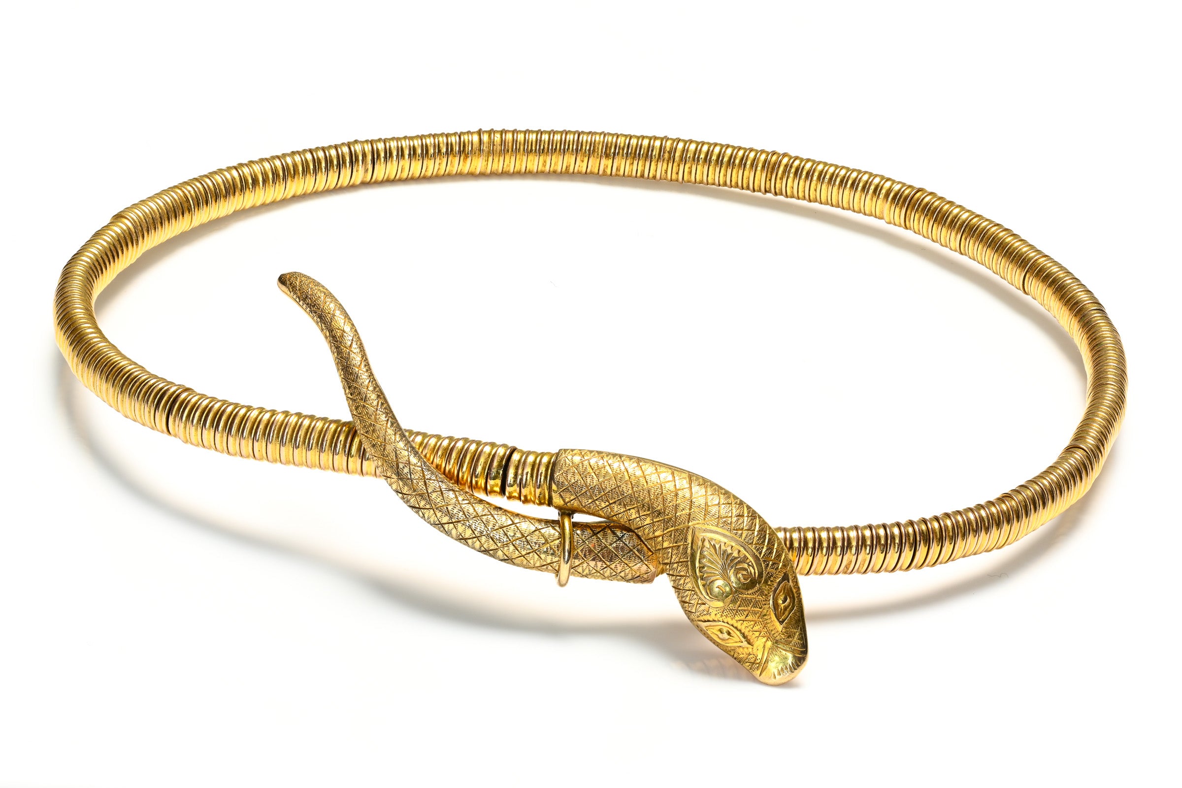 Antique Victorian 9K Yellow Gold Snake Choker Necklace 2