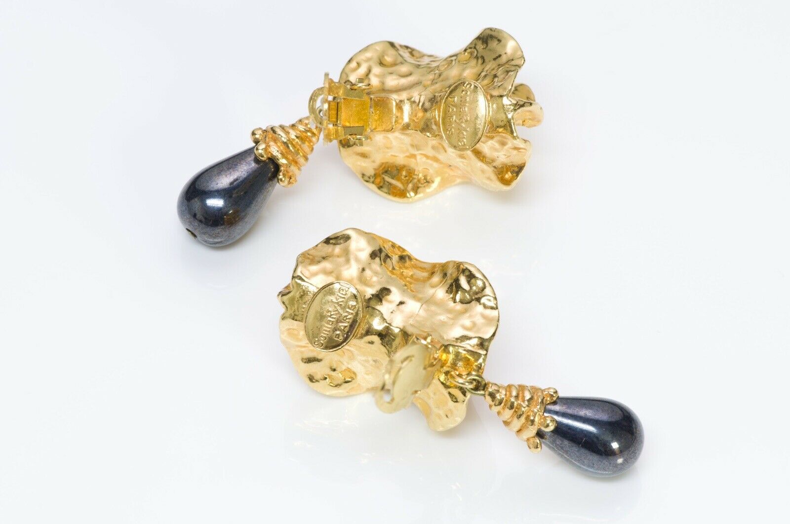 Sonia Rykiel Gold Tone Gray Pearl Earrings