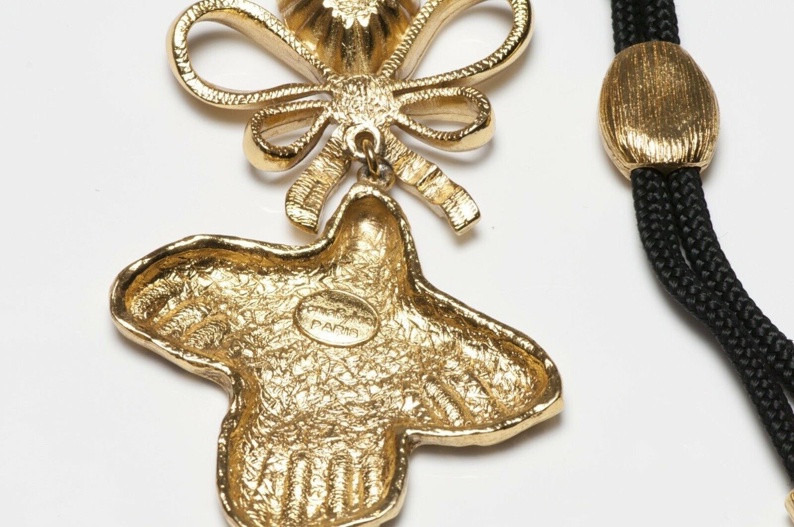 Sonia Rykiel Paris Dove Crystal Bow Rope Pendant Necklace
