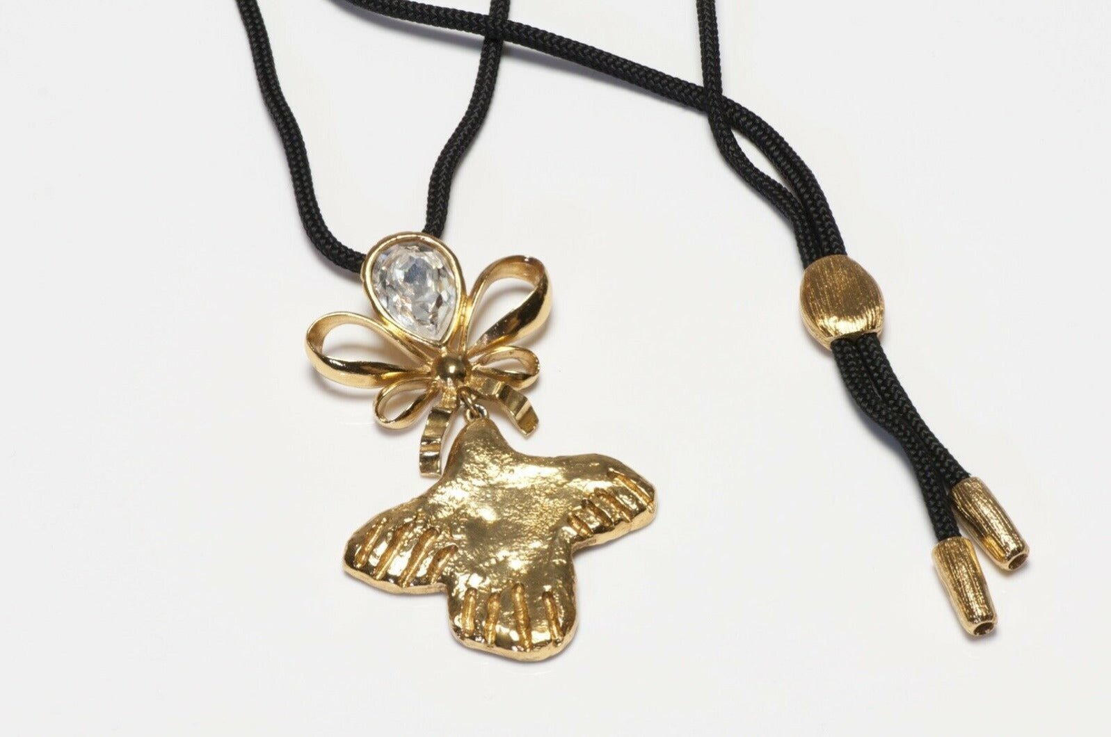Sonia Rykiel Paris Dove Crystal Bow Rope Pendant Necklace