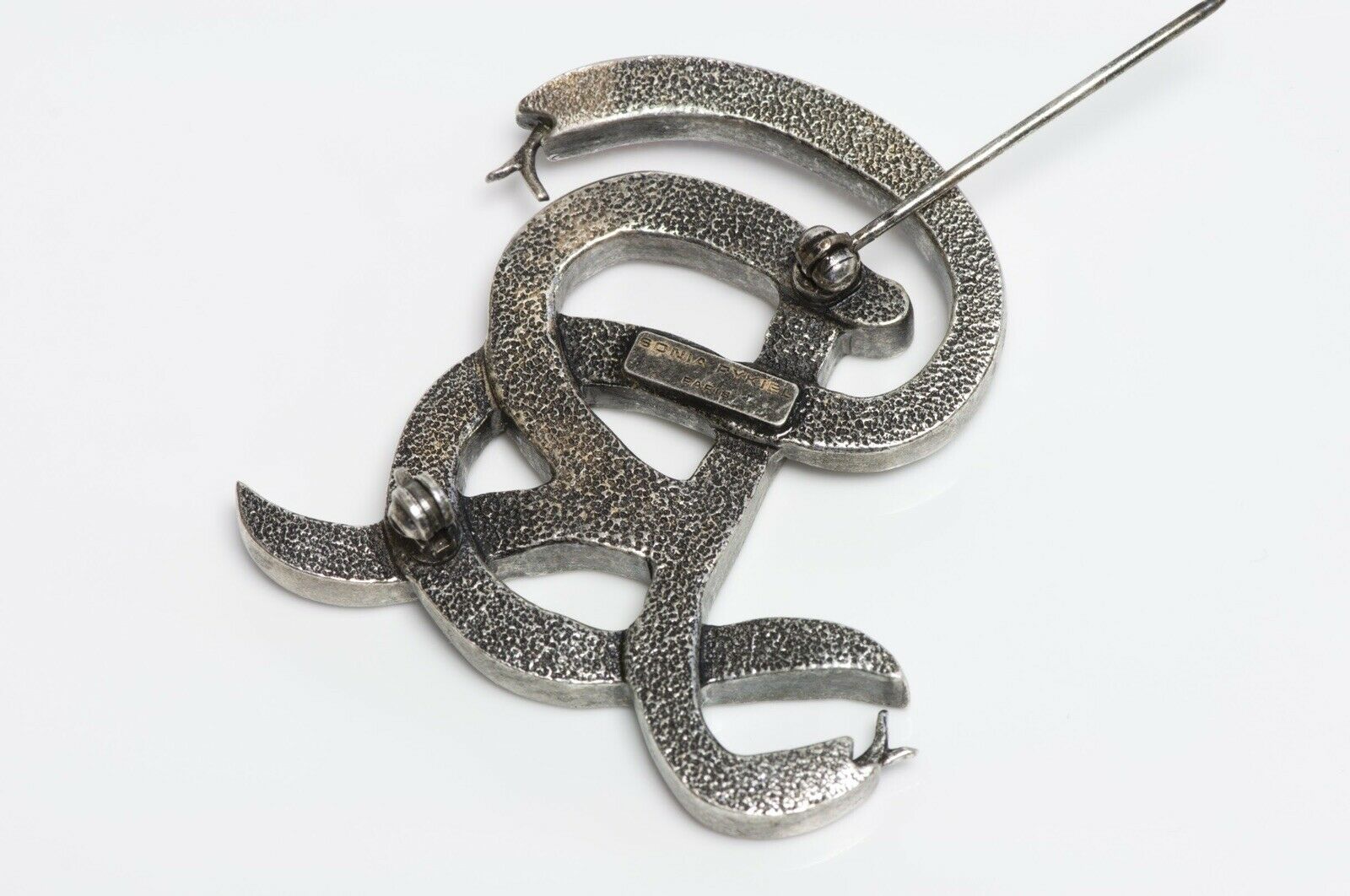 Sonia Rykiel Paris Multicolor Crystal Snake Logo Brooch
