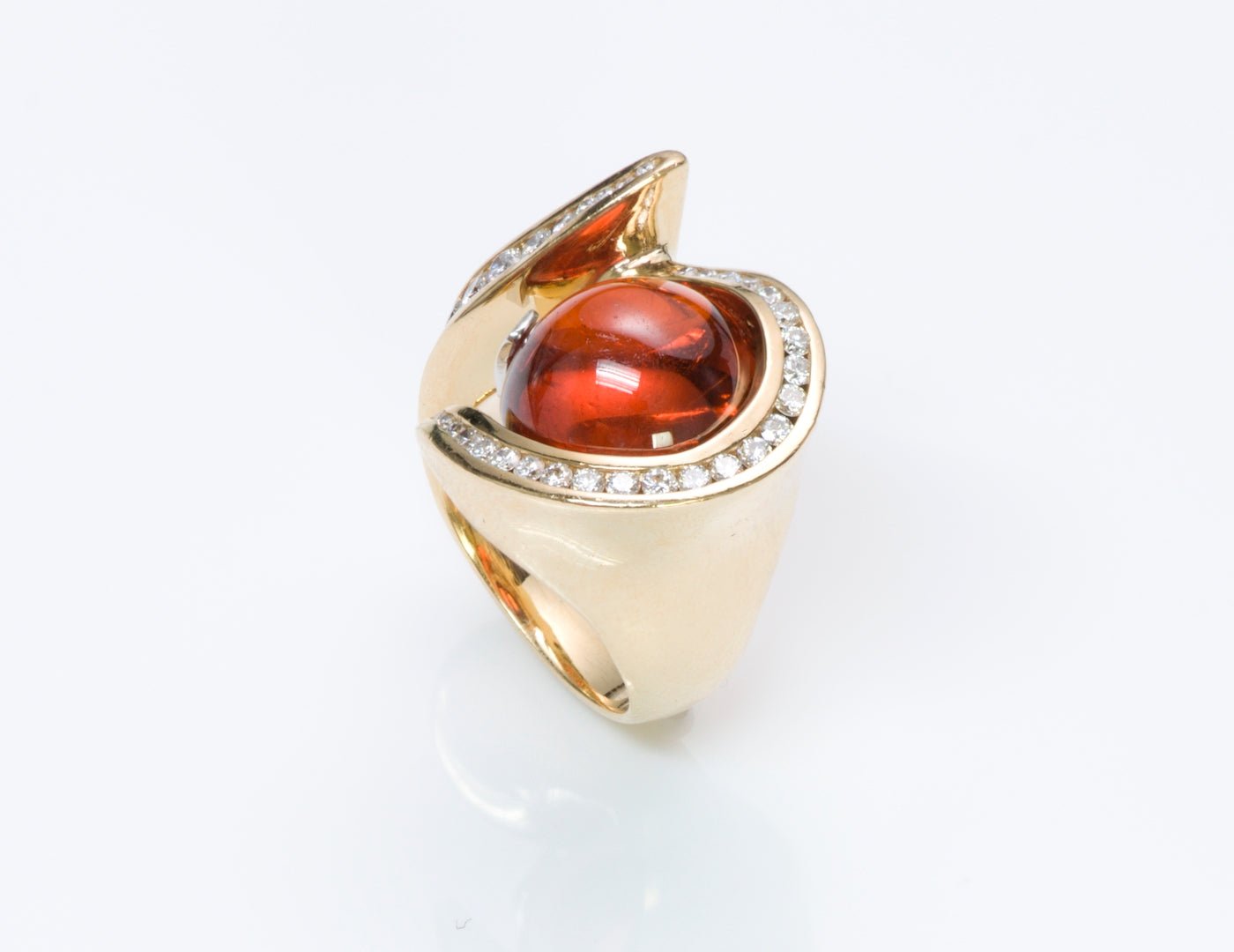 Spessartine Garnet Diamond 18K Gold Ring