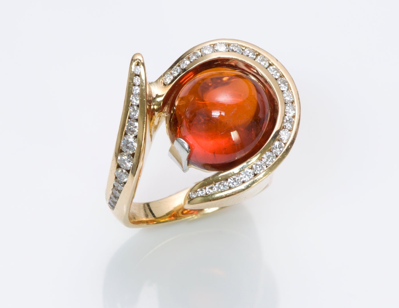 Spessartine Garnet Diamond 18K Gold Ring