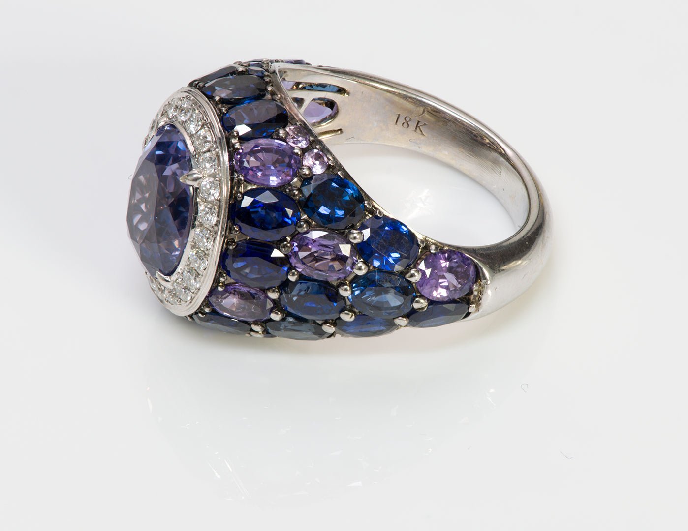 No-Heat Sapphire & Diamond Ring in 18K Gold GIA Certified