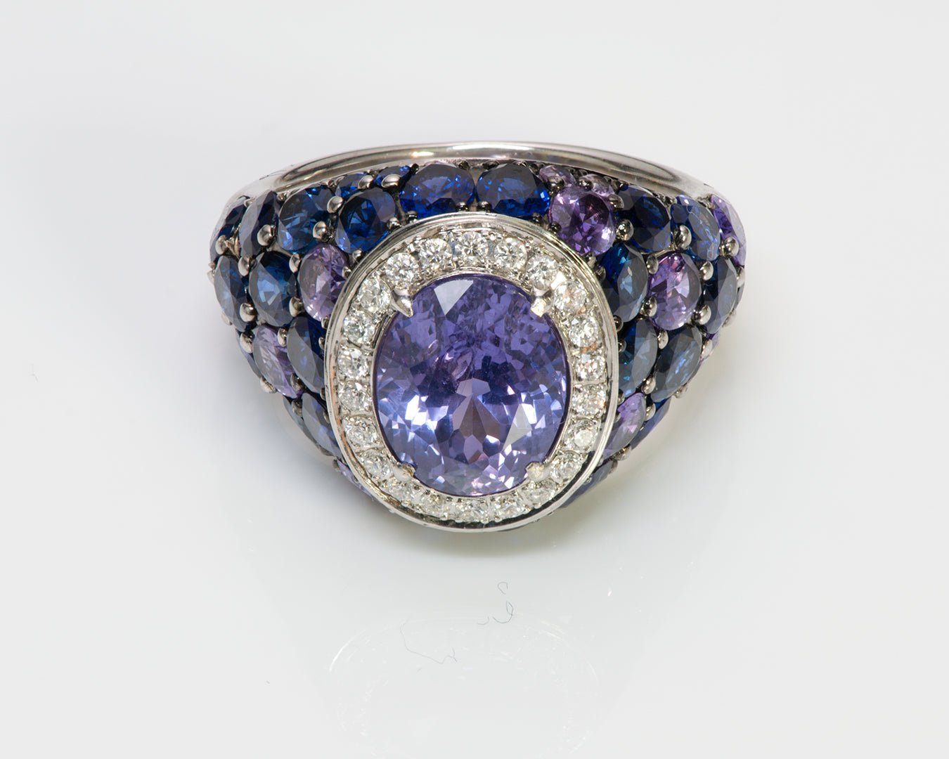 GIA No-Heat Sapphire Diamond Ring 18K Gold
