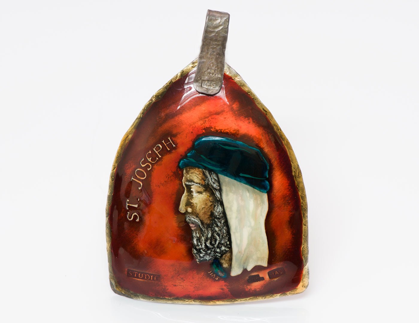 ST. Joseph Sterling Enamel Pendant
