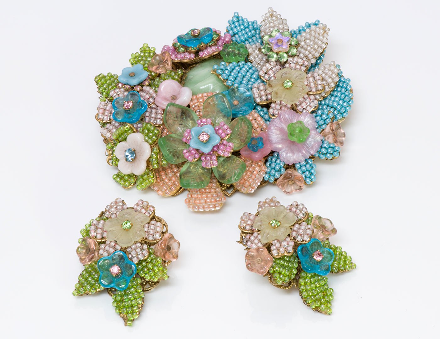Stanley Hagler NYC Flower Brooch Earrings