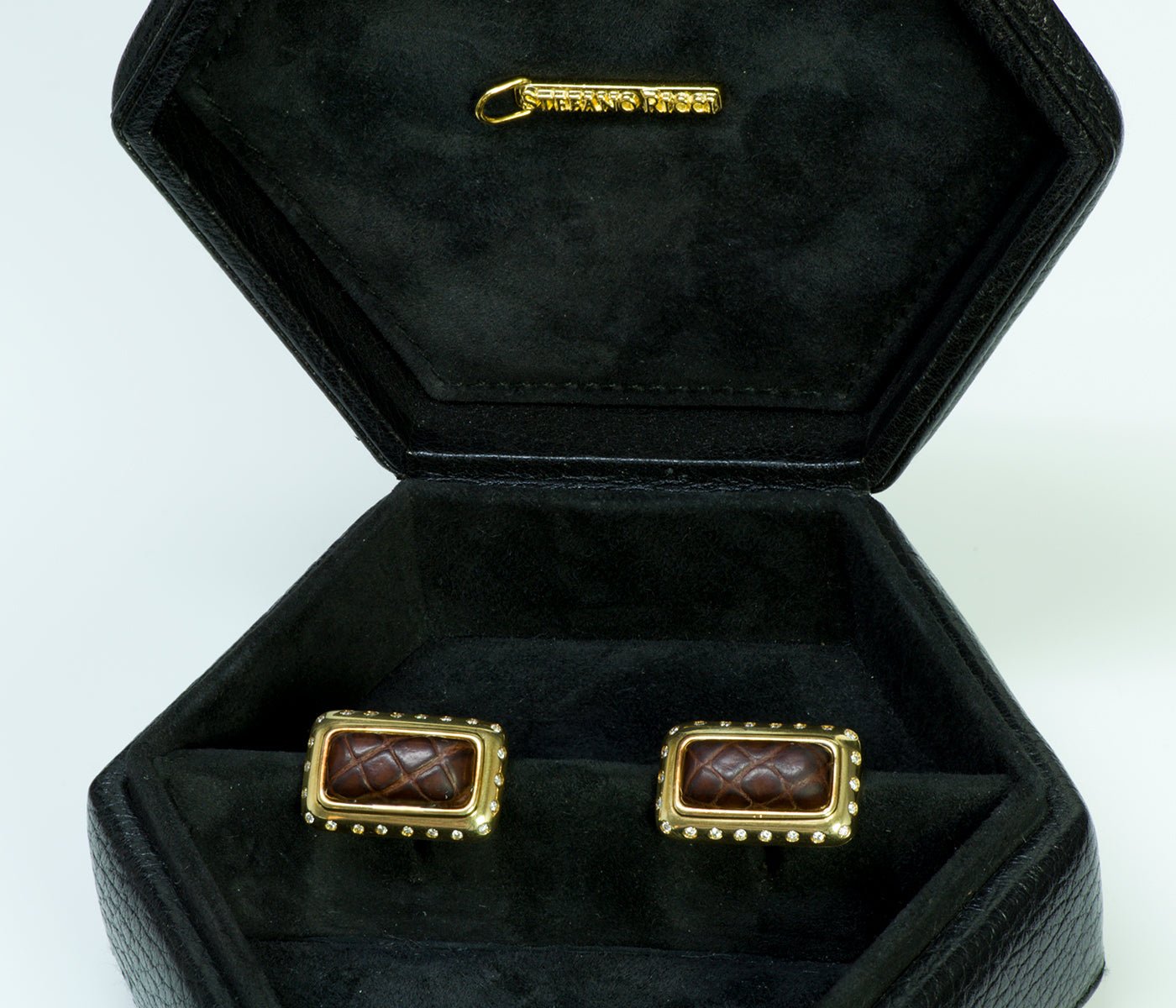 Stefano Ricci Gold Diamond Crocodile Cufflinks