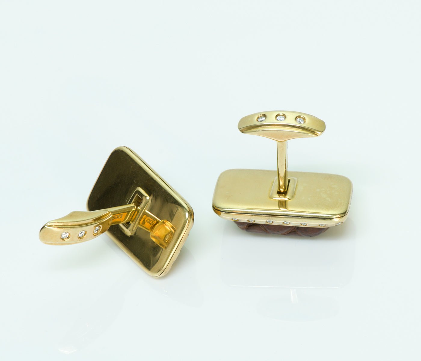 Stefano Ricci Gold Diamond Crocodile Cufflinks