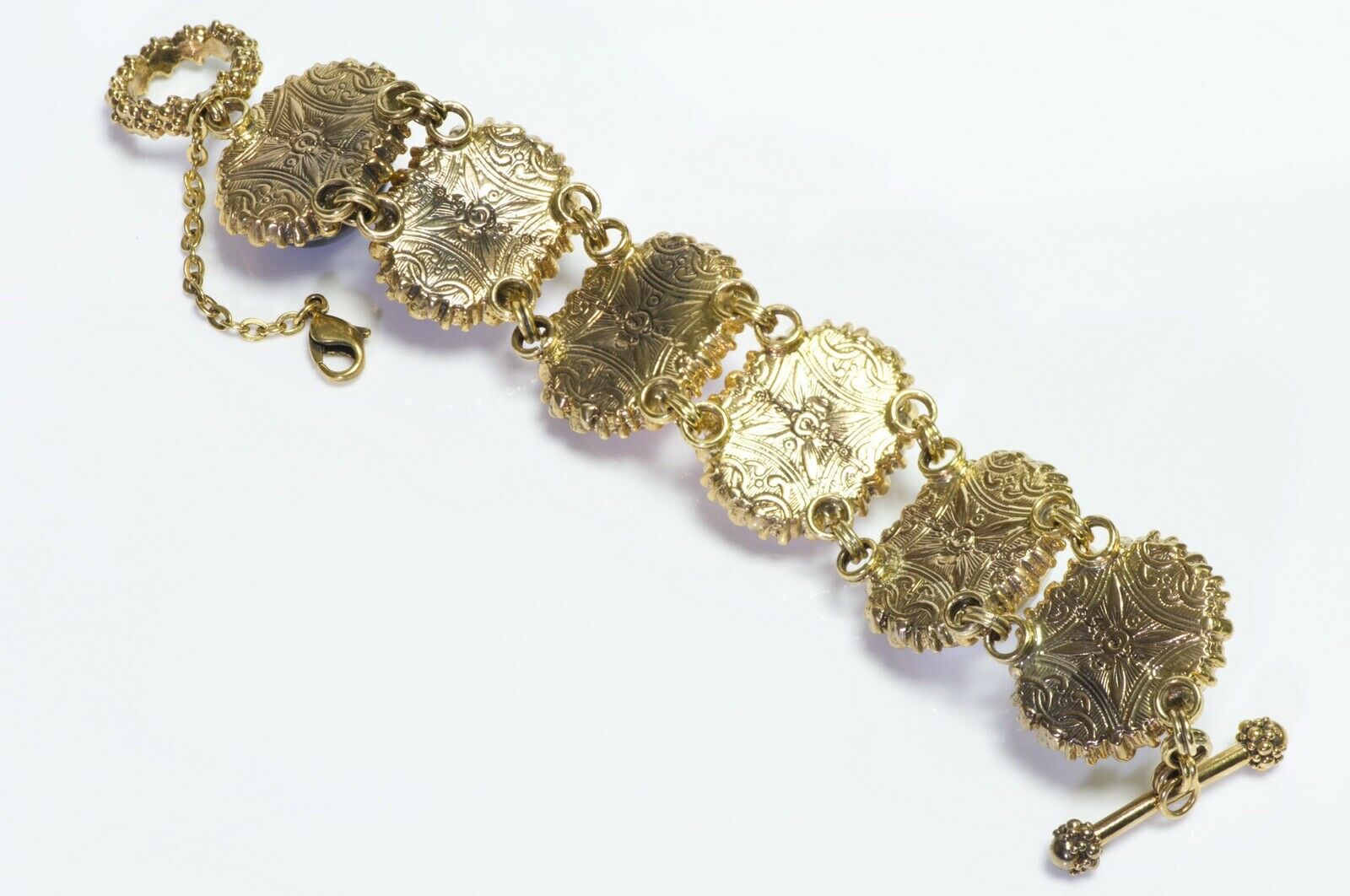 Stephen Dweck Carved Angel Cherub Semiprecious Cabochon Stone Chain Bracelet