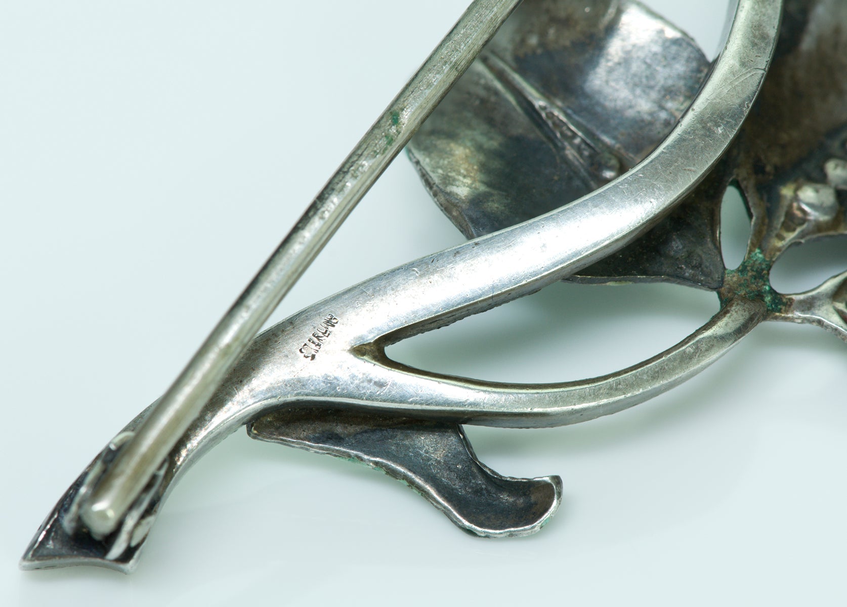 Sterling Silver Enamel Marcasite Flower Vintage Brooch