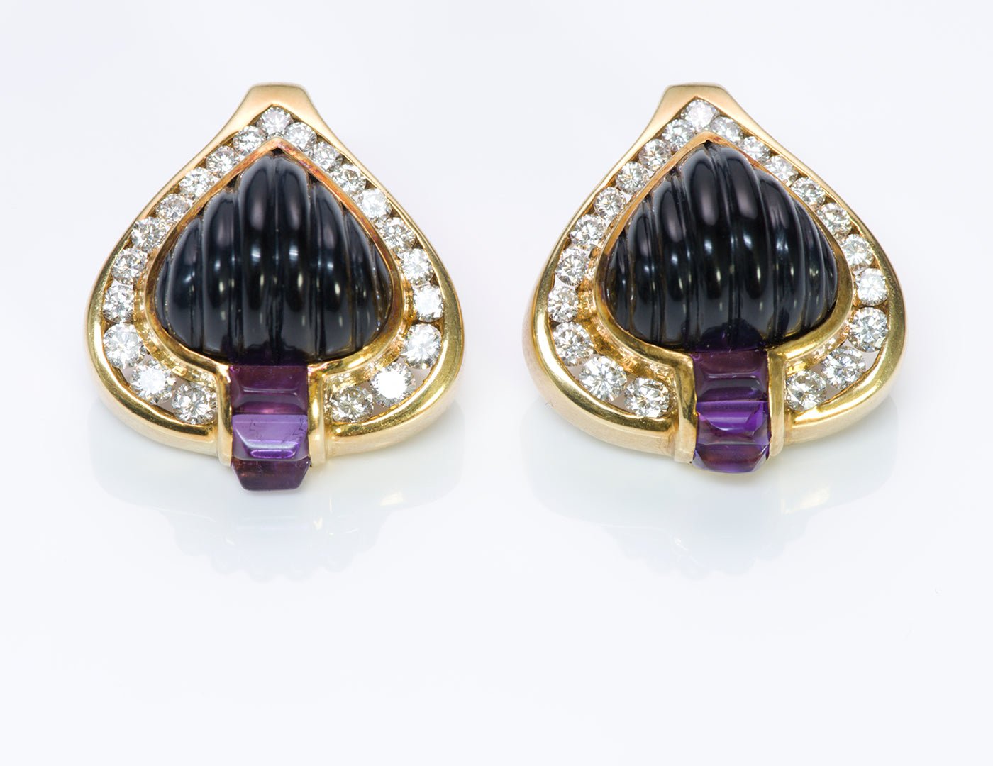 Steven Lagos 18K Gold Onyx Amethyst Diamond Earrings