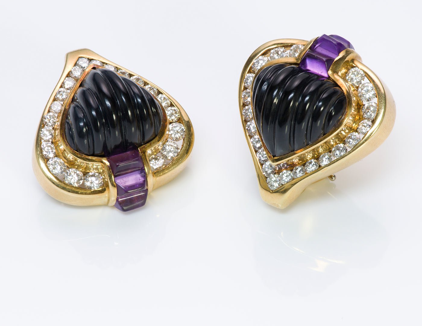 Steven Lagos 18K Gold Onyx Amethyst Diamond Earrings