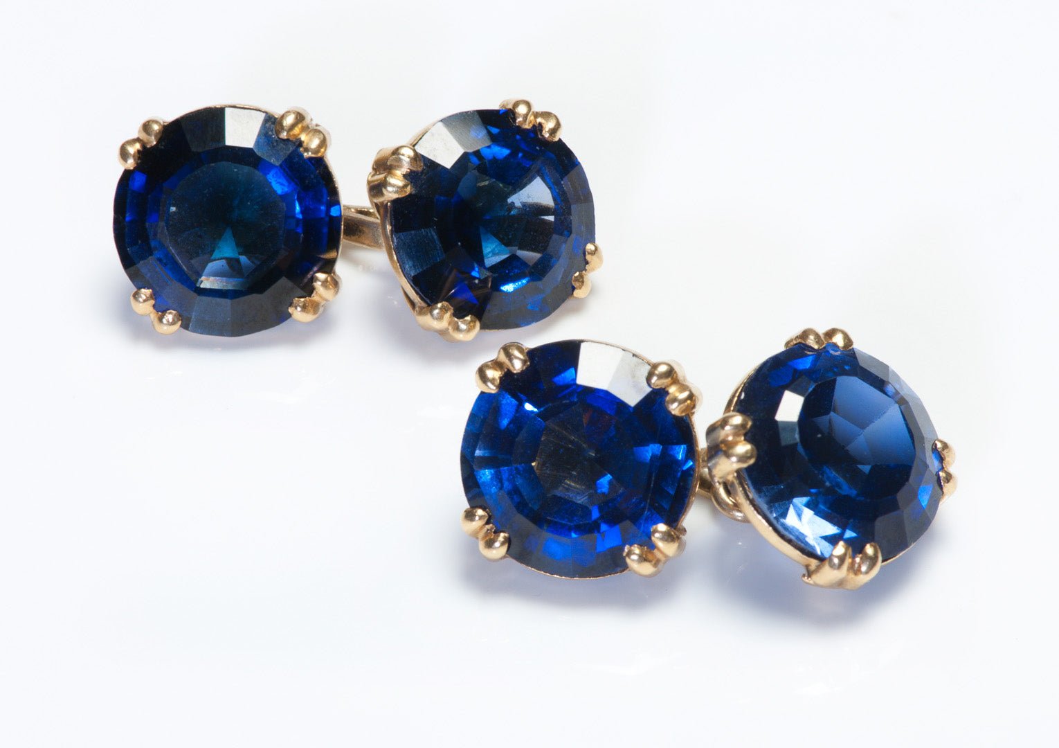 Sulka 18K Gold Imitation Sapphire Cufflinks