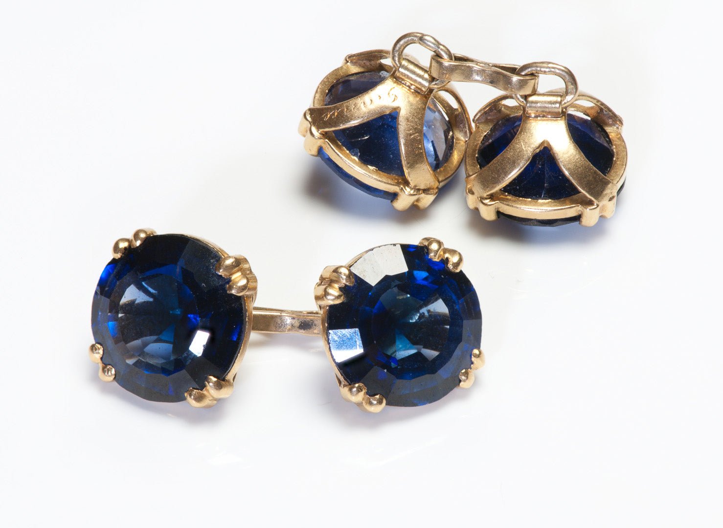 Sulka 18K Gold Imitation Sapphire Cufflinks