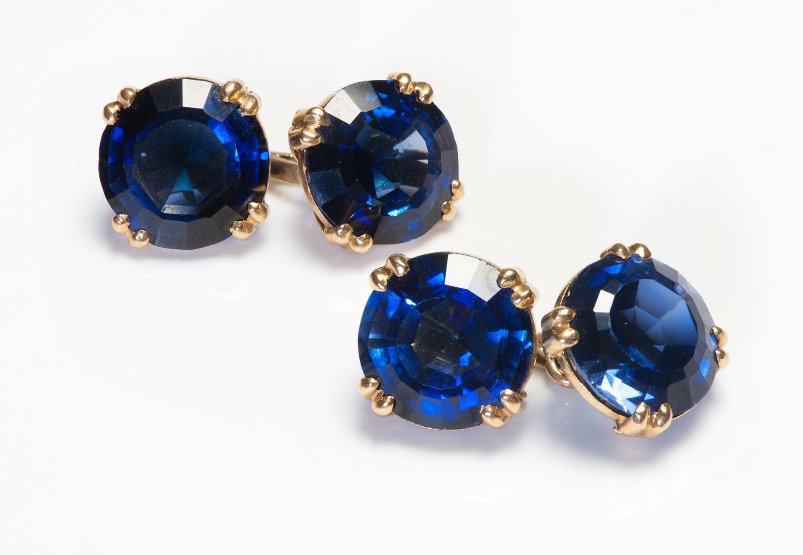 Sulka 18K Gold Imitation Sapphire Cufflinks