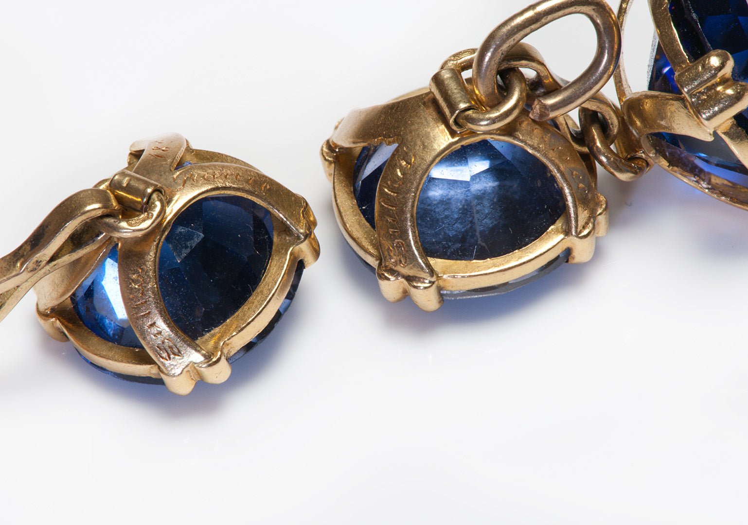 Sulka 18K Gold Imitation Sapphire Cufflinks