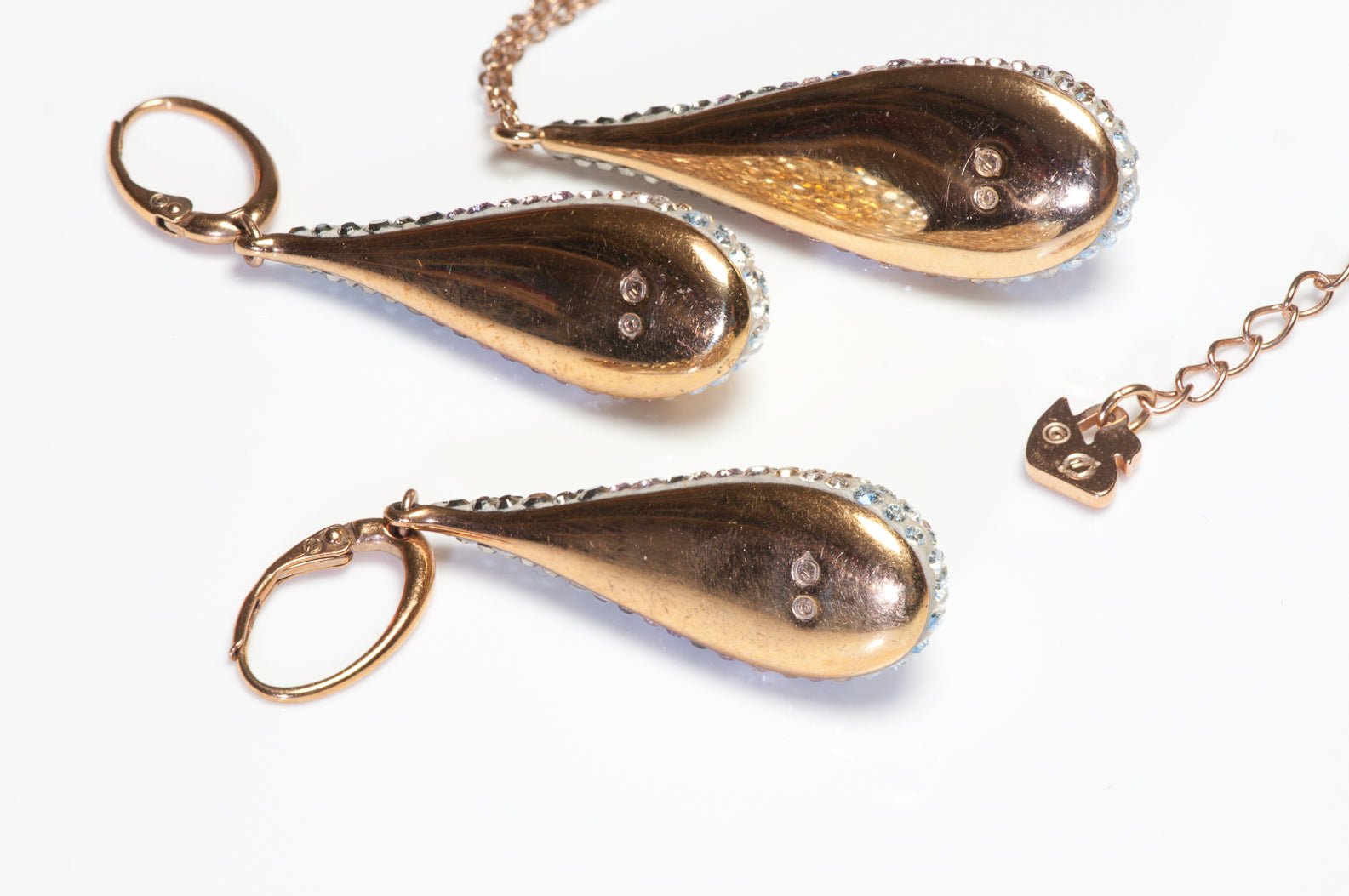 Swarovski Gold Plated Ombre Crystal Drop Earrings Necklace Set