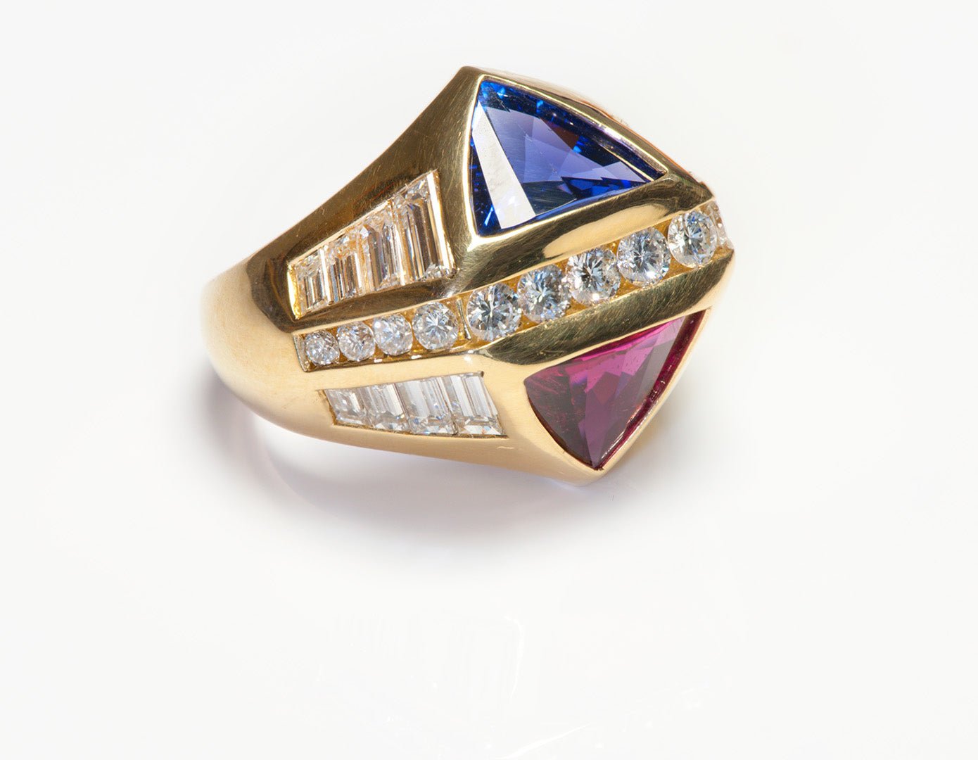 Tanzanite Rubellite Diamond 18K Gold Ring