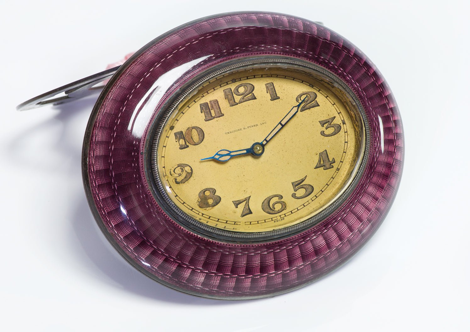 Theodore B. Starr Art Deco Silver Enamel Clock