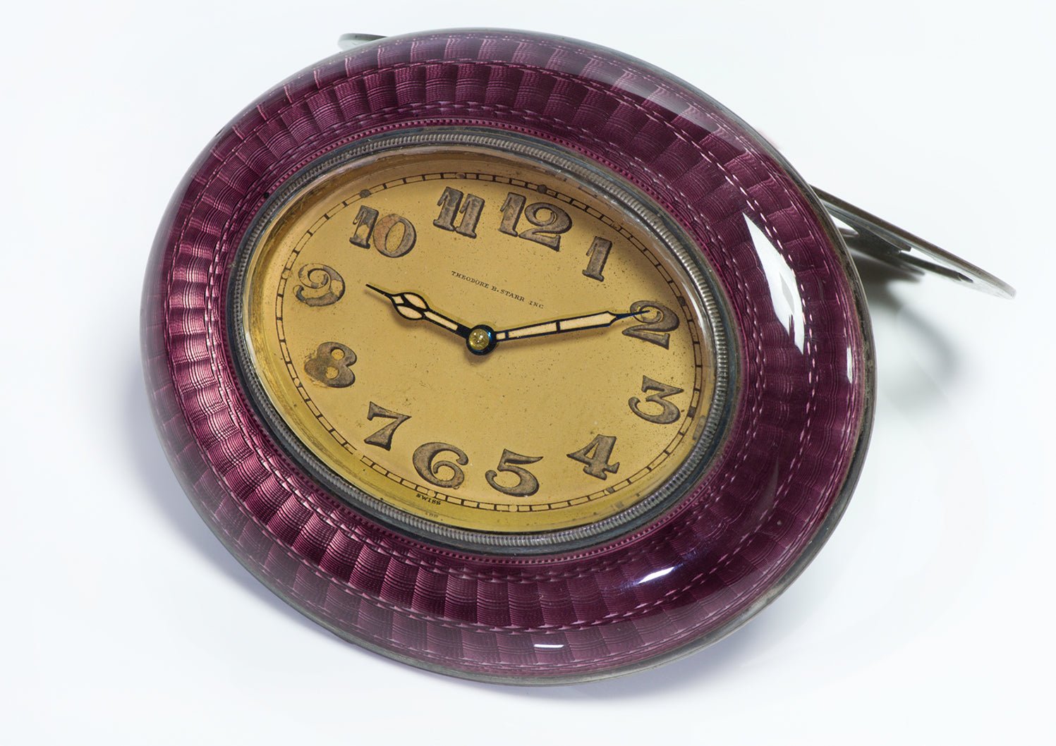 Theodore B. Starr Art Deco Silver Enamel Clock